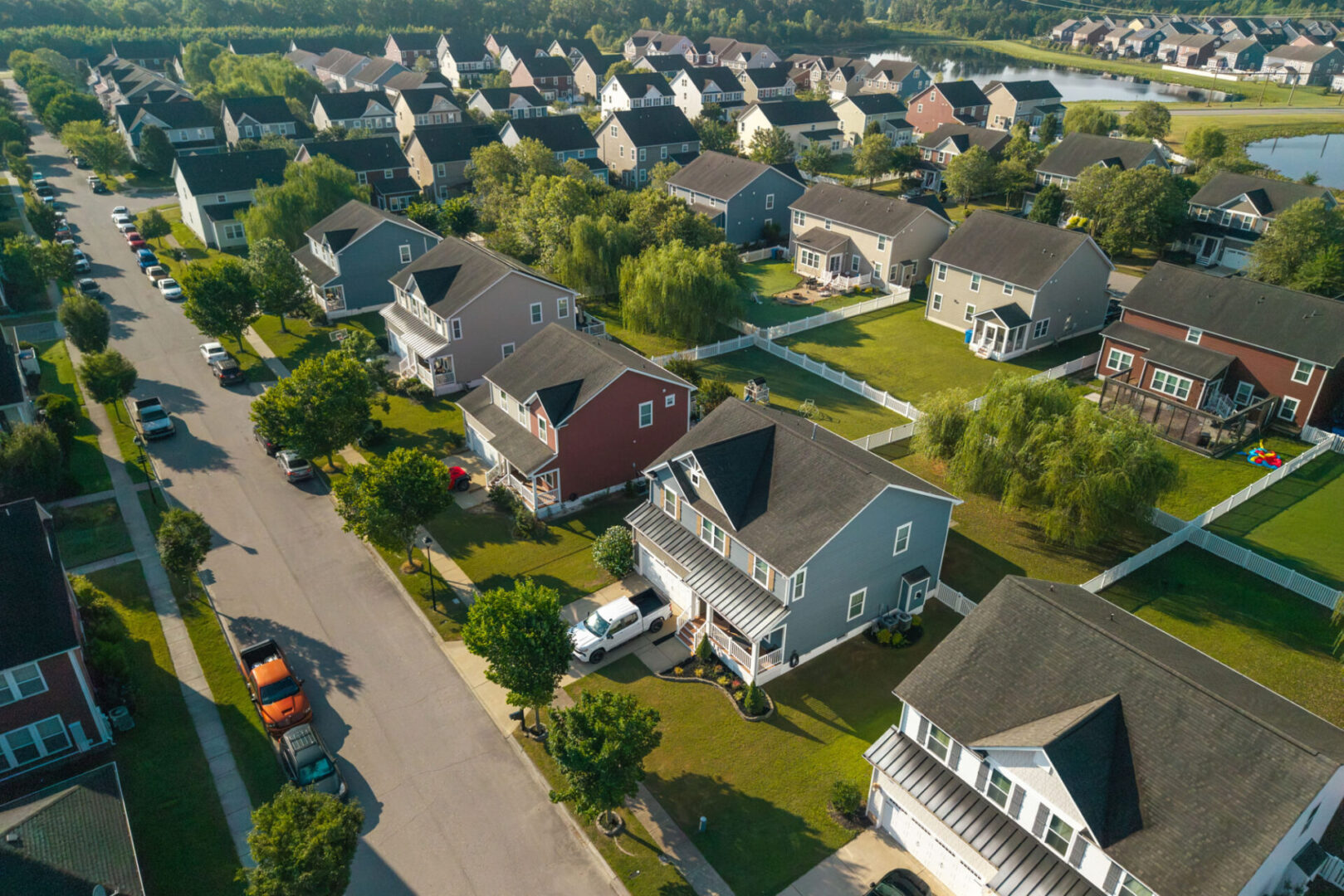 Suburban neighborhood with greenery
