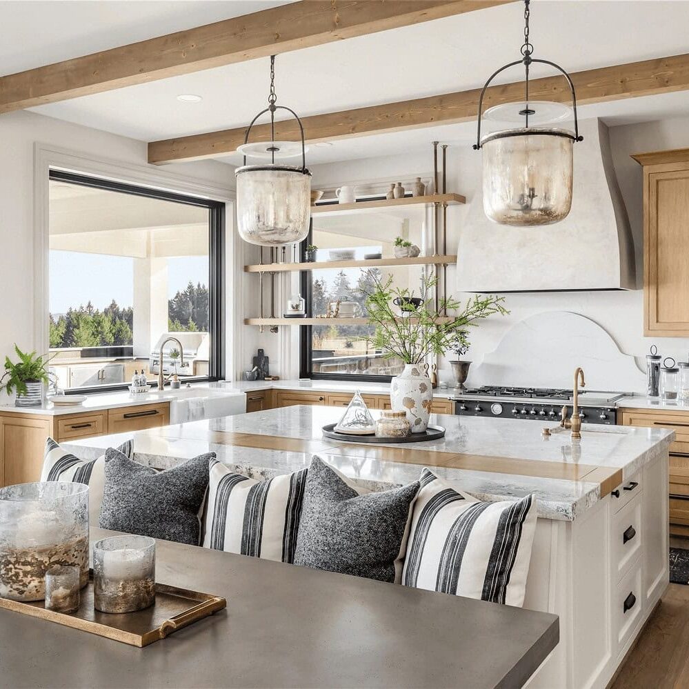 Modern kitchen with wooden accents